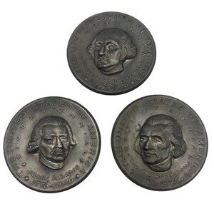 Bicentennial Empire Pewter Plaques Set Fred Press USA Presidents Founding Father